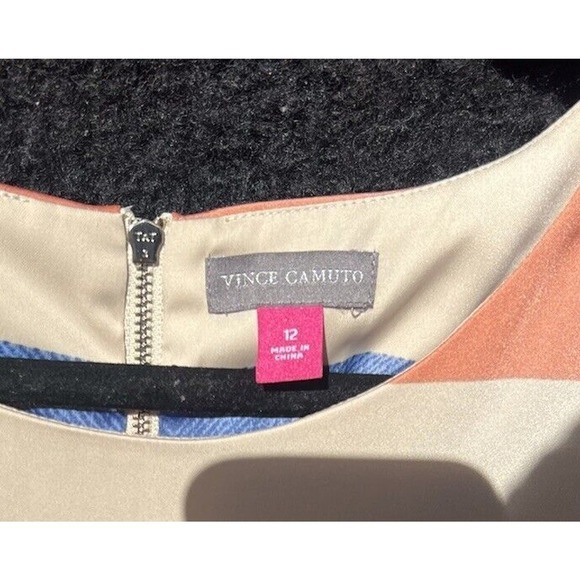 VINCE CAMUTO Color Block Multi-color Stripe Sheath Dress Size 12 Womens Career - Picture 3 of 7